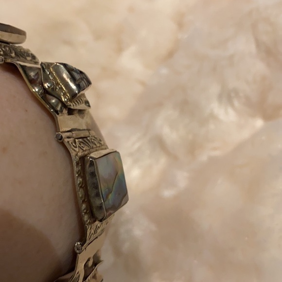 Vintage 925 Sterling Silver Bracelet-Made in Mexico-Abalone Shell - Picture 11 of 15